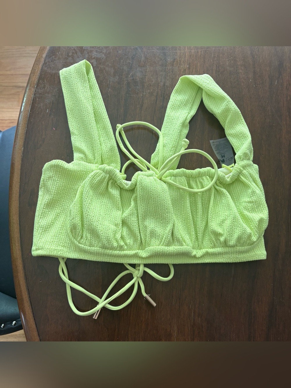 POPFLEX Mermaid Textured Tie-Back Crop Top in Neon Lime sz M